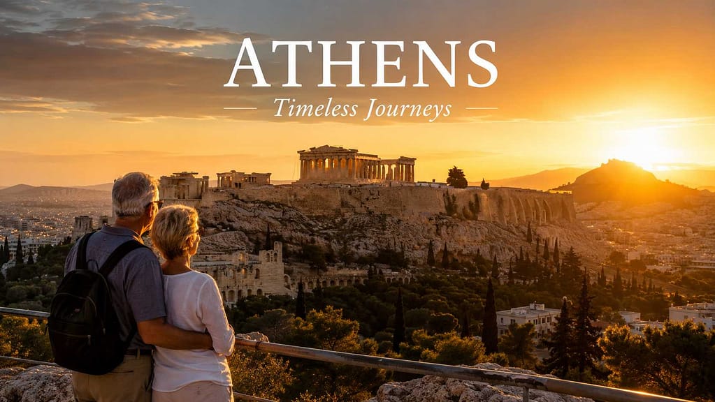 Comprehensive Athens travel guide for seniors featuring a stunning sunrise view of the Parthenon.