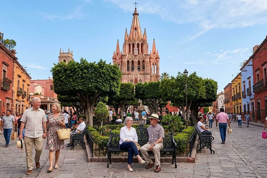 Retiring in San Miguel de Allende 2026 - A view of the historic city center and Parroquia church.